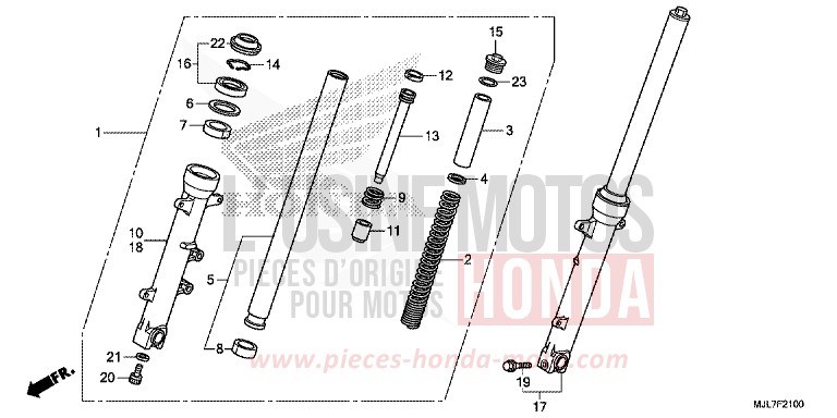 FOURCHETTE AVANT de Integra 750 PEARL GLARE WHITE (NHB53) 2014